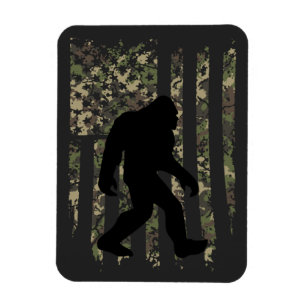 Ímã Bigfoot Sasquatch American Camouflaged USA Flag T-