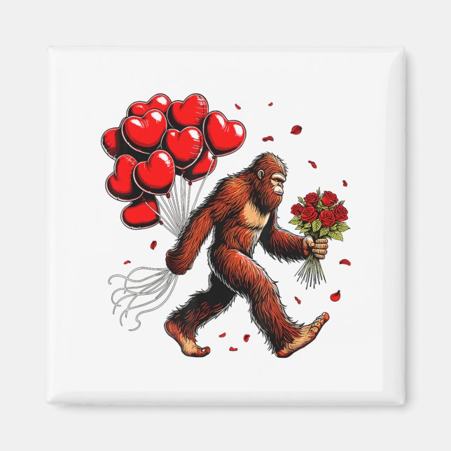 Imã Bigfoot Valentines Day Funny Sasquatch Hearts Love (Frente)