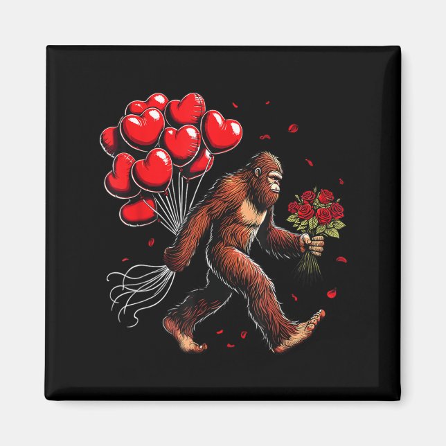 Imã Bigfoot Valentines Day Funny Sasquatch Hearts Love (Frente)