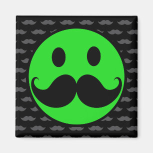 Imã bigode verde retrô bigode