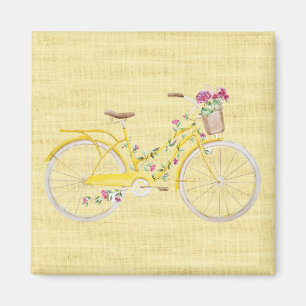Imã Bike Amarelo de Aquarela