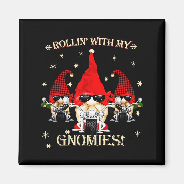 Imã Biker Christmas Gnomes Biker Garden Christmas Gnom (Frente)