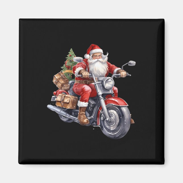 Imã Biker Papai Noel Sobre A Motocicleta De Natal Biki (Frente)
