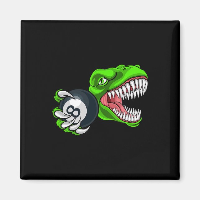 Imã Bilhar divertido T-rex Arte Bilhar Jogando Sinuca  (Frente)