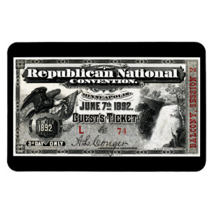 Ímã Bilhete da convenção 1892 republicana