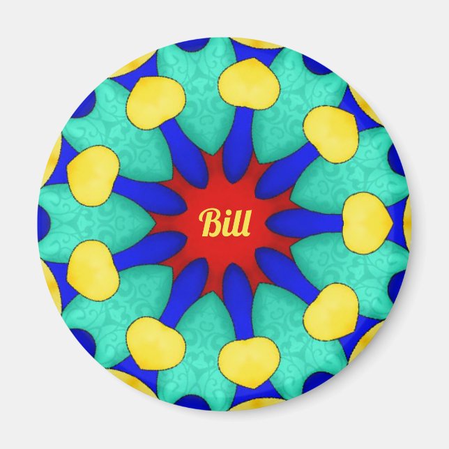 Imã BILL ~ Stark Red Green Yellow ~ Stuning Design (Frente)