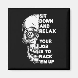 Imã Billiard Player Skull Skeleton Billiards Mesa Rac