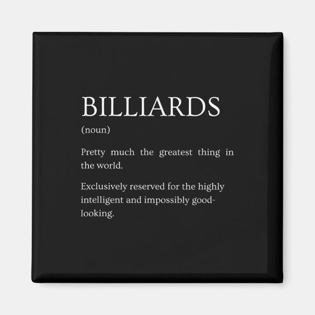 Imã Billiards Definition - Engraçado Sarcástico Billia (Frente)
