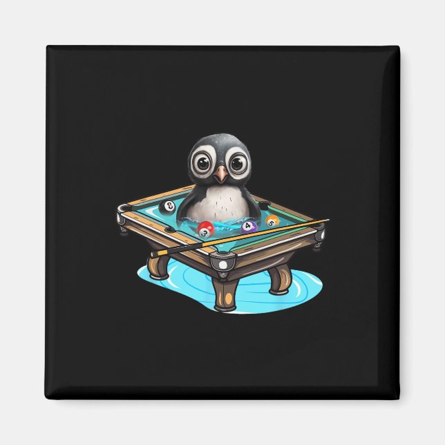 Imã Billiards Penguin Hustler Piscina Snooker Jogando  (Frente)