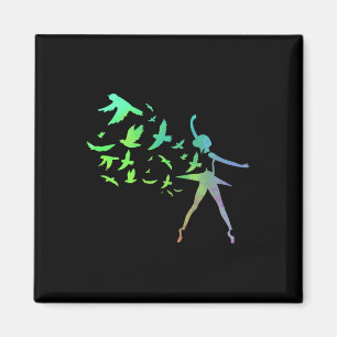 Imã Birds Ballerina Silhouette Balé Dançando
