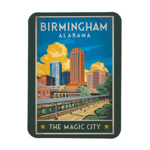 Ímã Birmingham Alabama Viagens Arte Vintage