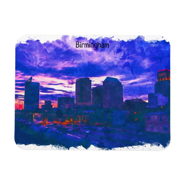 Ímã Birmingham UK watercolor View (Horizontal)