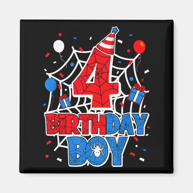 Imã Birthday Boy 4 Year Old Sders 4th Birthday Kids  (Frente)