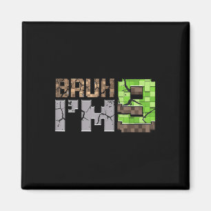 Imã Birthday Boy 9th Bruh Im 9 Anos Antiga Gamer Pixel