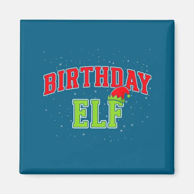 Imã Birthday Elf Christmas Family Matching Group Xmas  (Frente)