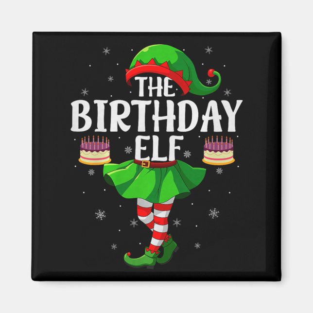 Imã Birthday Elf Christmas Girls Women Elf Squad Xmas  (Frente)