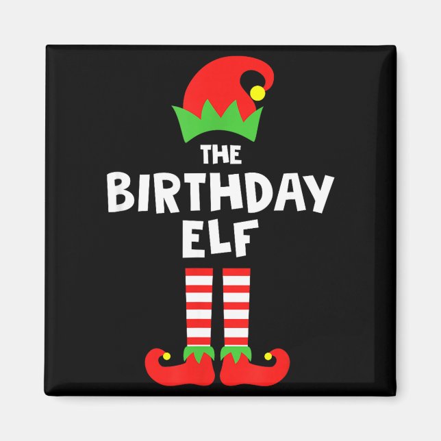Imã Birthday Elf Matching Group Family Holiday Christm (Frente)