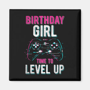 Imã Birthday Girl Level Up Video Game Festa de anivers