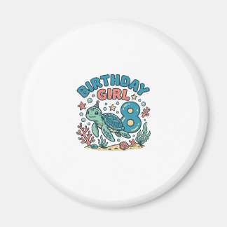 Imã Birthday Girl Sea Turtle 8th Birthday Shirt Design