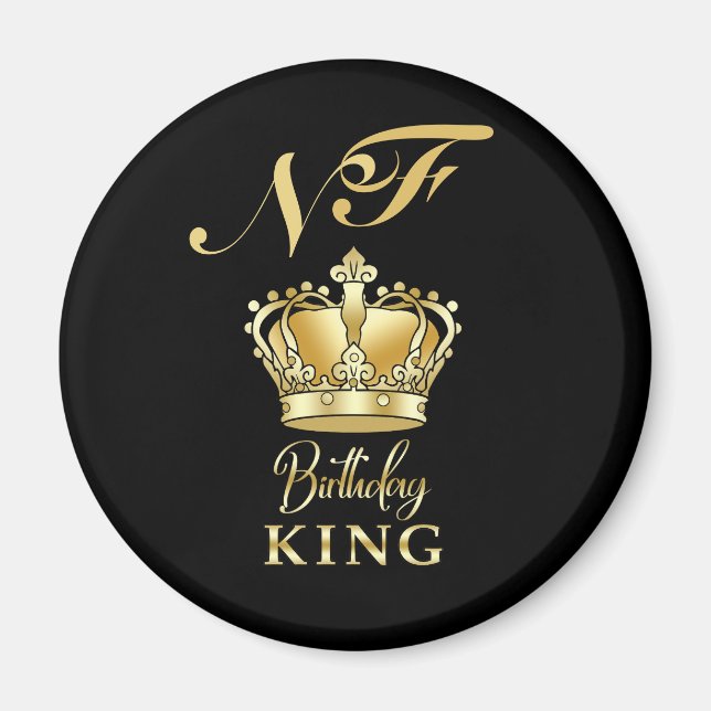 Imã Birthday King Gold Crown Royal Monogram Luxury (Frente)