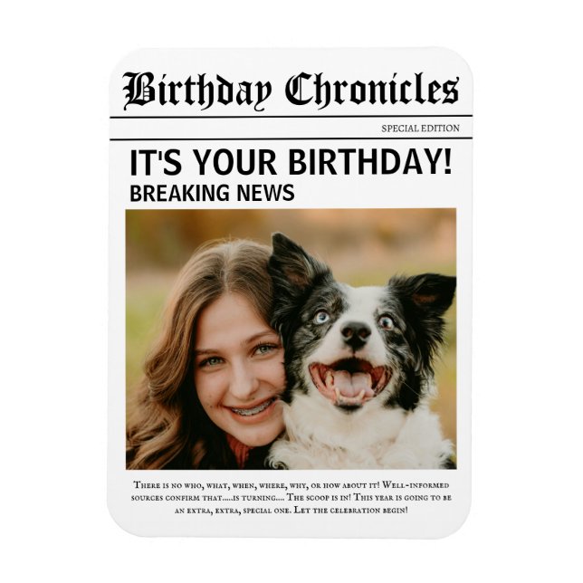 Ímã Birthday News  (Vertical)
