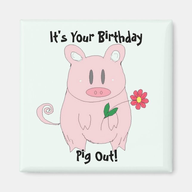 Imã Birthday Piggy (Frente)