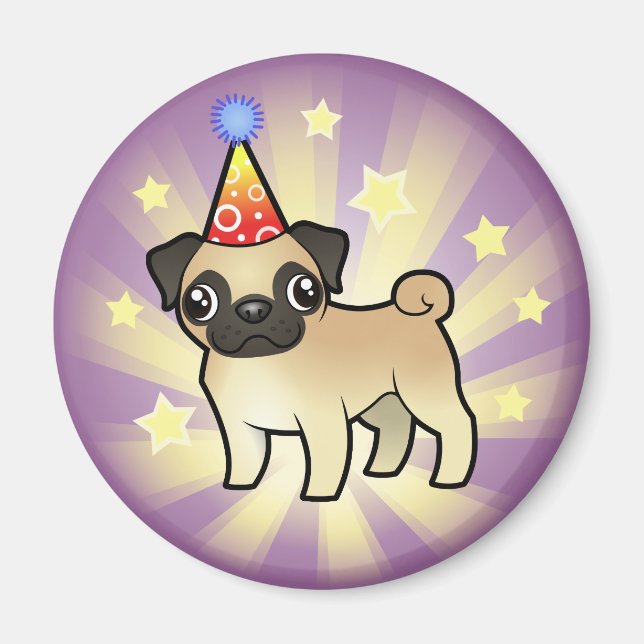Imã Birthday Pug (Frente)
