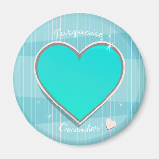Imã Birthstones Dezembro Turquoise Blue Heart