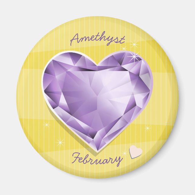 Imã Birthstones fevereiro Ametist Purple/lilac Heart (Frente)
