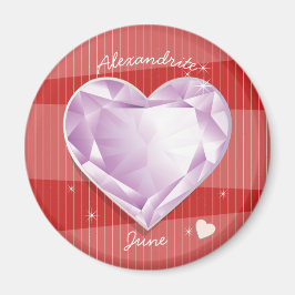 Imã Birthstones June Alexandrite Pink Purple Heart