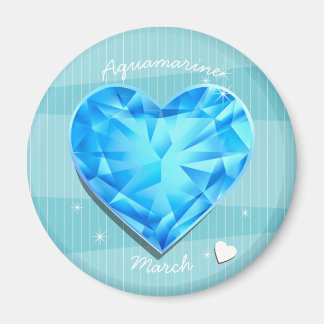 Imã Birthstones Marcha Coração Azul Aquamarine