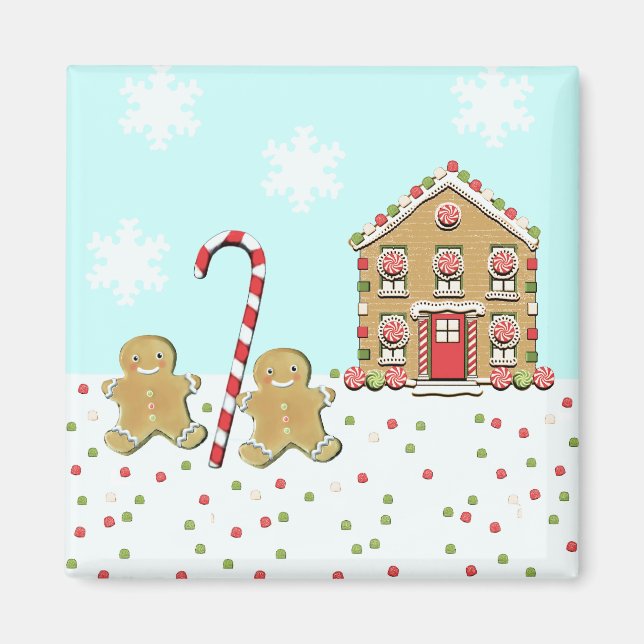 Imã Biscoitos de Natal de Gengibre Fofos (Frente)