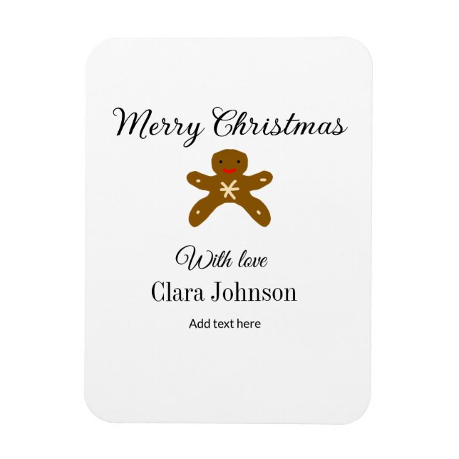 Ímã Biscoitos marrons de Natal felizes adicionam nome  (Vertical)
