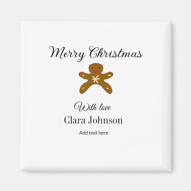 Imã Biscoitos marrons de Natal felizes adicionam nome  (Frente)