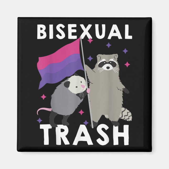 Imã Bisexual Trash Gay Pride Rainbow LGBT Raccoon (Frente)