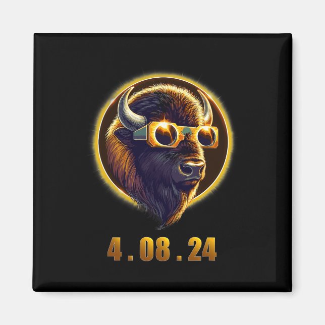 Imã Bison Buffalo Vestindo Gles Solar 2024 Eclipse (Frente)