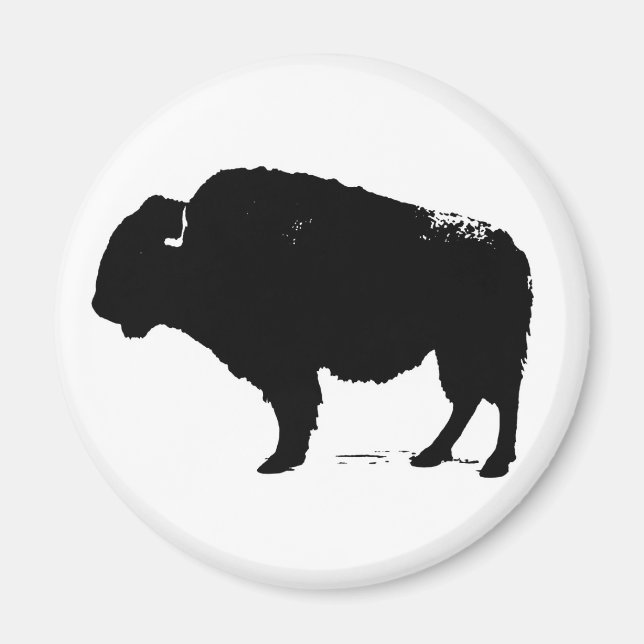 Imã Bison de Búfalo de Pop Preto e Branco (Frente)