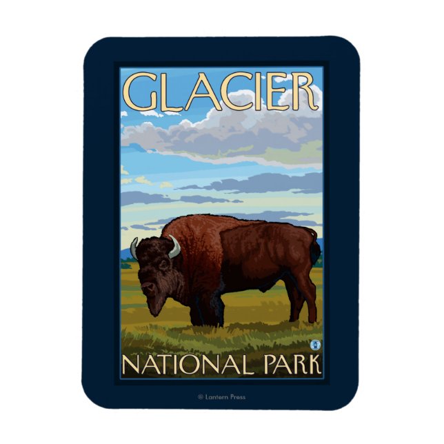 Ímã Bison Scene - Glacier National Park, MT (Vertical)