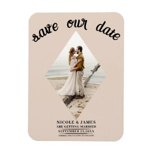 Ímã Bisque de Amêndoa Diamante Foto Casamento Save the