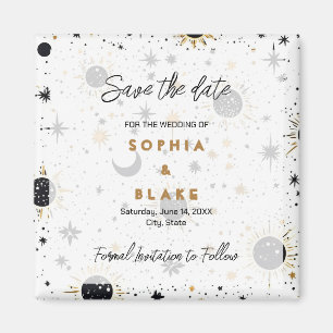 Imã Black and Gold Celestial Wedding Save the Date