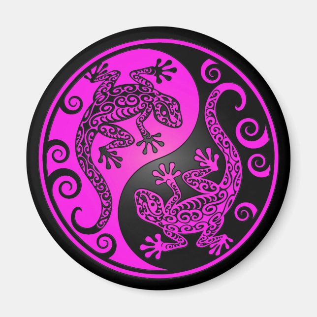 Imã Black and Magenta Yin Yang Geckos (Frente)