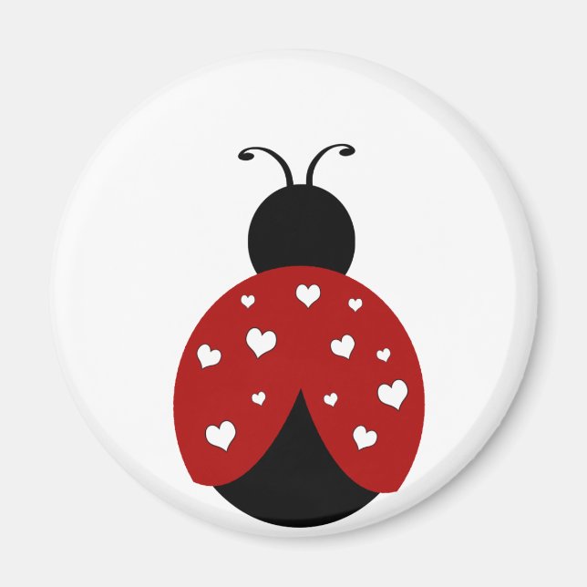 Imã Black and Red Heart Ladybug (Frente)