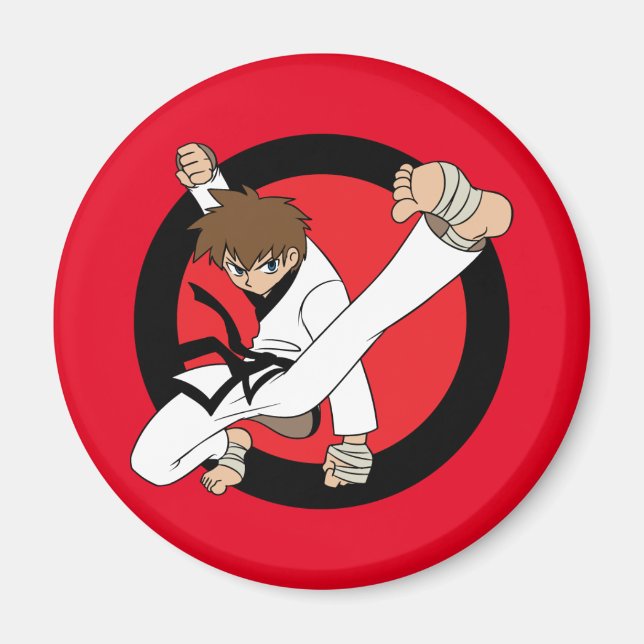 Imã Black Belt Karate / Ninja Brunette Boy (Frente)