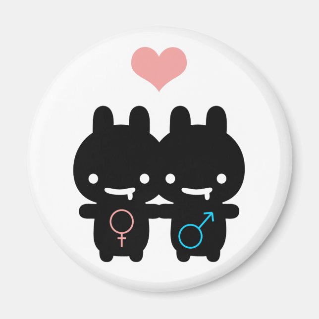 Imã Black Bunny Love Magnet (Branco) (Frente)