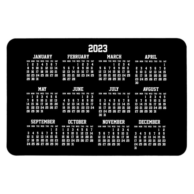 Ímã Black Calendar 2023 Large Flexible Magnets (Horizontal)