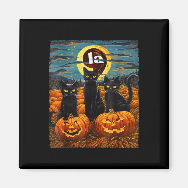 Imã Black Cat Comma La Kamala Harris Tee Halloween Sta (Frente)