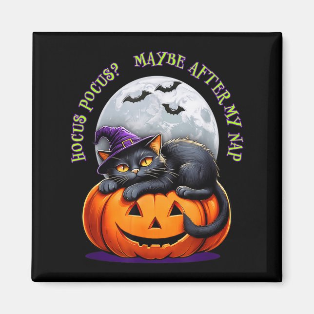 Imã Black Cat Halloween Funny Pumpkin Costume Gift  (Frente)