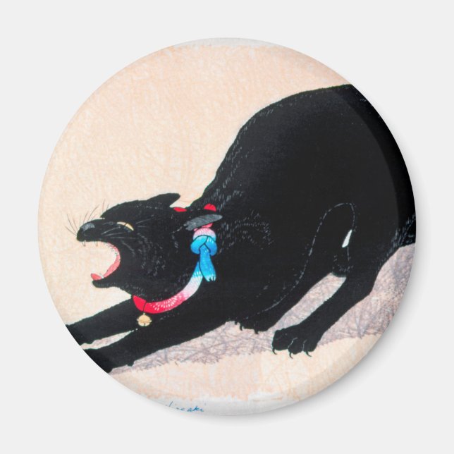 Imã Black Cat Hissing Fine Art by Hiroaki Takahashi (Frente)