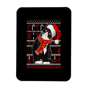 Ímã Black Cat Santa Hat Ugly Christmas Sweater Cat Lov