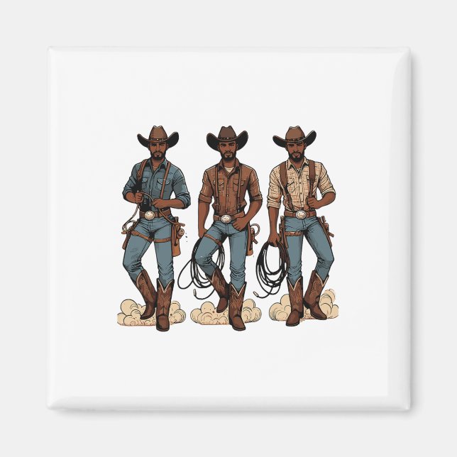 Imã Black Cowboy Ocidental Rodeo Melanin História Negr (Frente)